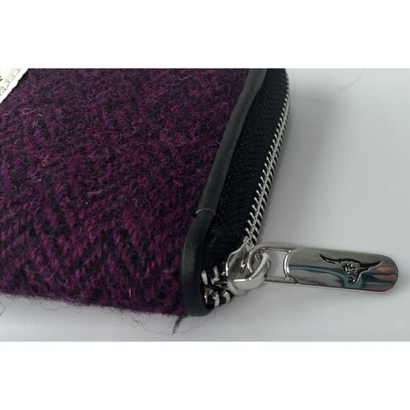 Harris Tweed Large Zip Wallet | Tweeds of Scotland | Burgundy | EUC - Picture 2 of 4